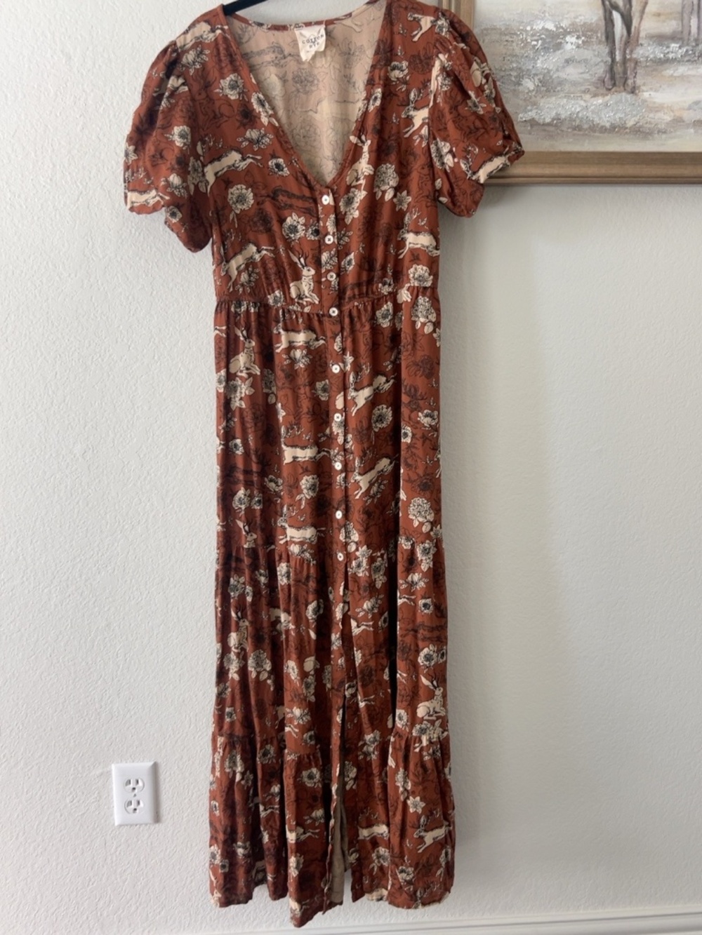 Cotton & Rye Jackalope Floral Button Front Maxi Dress Small